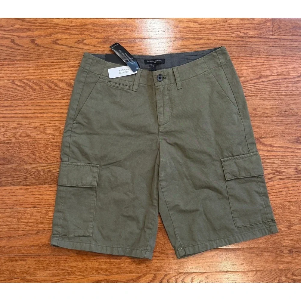 New Banana Republic Cargo Shorts Mens 30 Green Twill 10